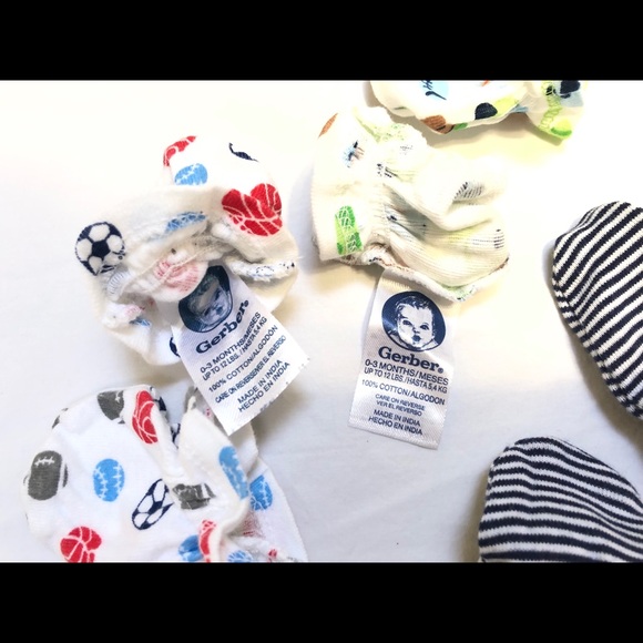 🧸NWOT Lot 3 newborn hats & 3 protective mittens - Picture 5 of 7